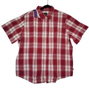 GAP Men's Red Plaid Short Sleeve Button-Up Cotton Poplin Shirt Size XX-Large